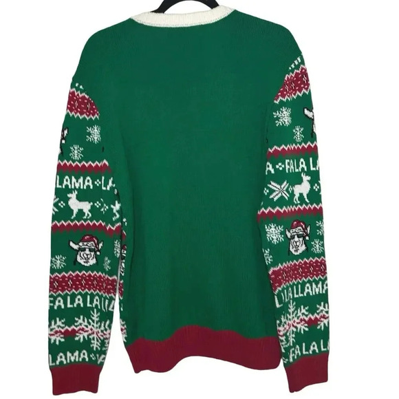 Ugly Christmas Sweater Men’s Red and Green Fa La La La  Llama Sweater Size XL - Picture 2 of 6
